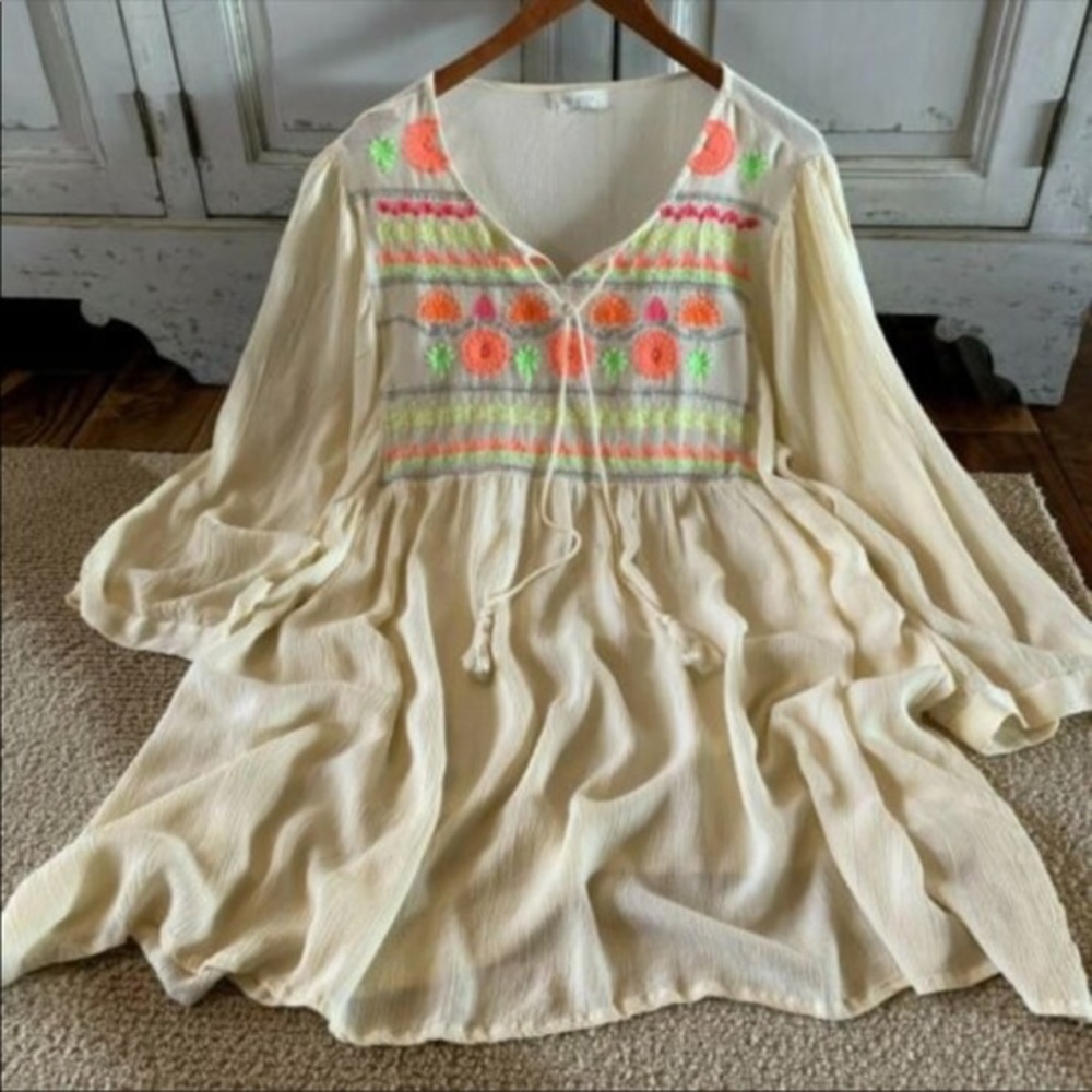 Embroidered Cream Tunic/Dress